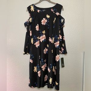 NWT Black & Floral Shoulder-less Dress